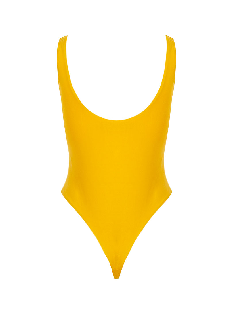 Yüzücü Atlet Kesim Alttan Çıtçıtlı Body - Sarı