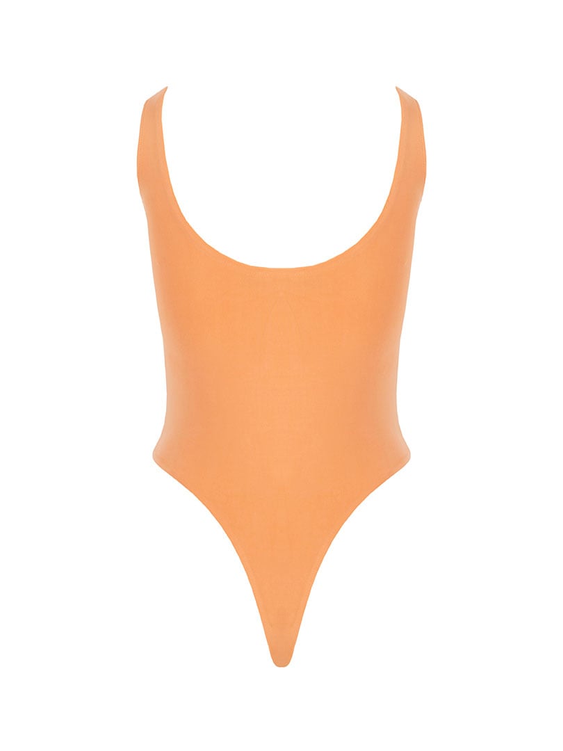 Yüzücü Atlet Kesim Alttan Çıtçıtlı Body - Turuncu