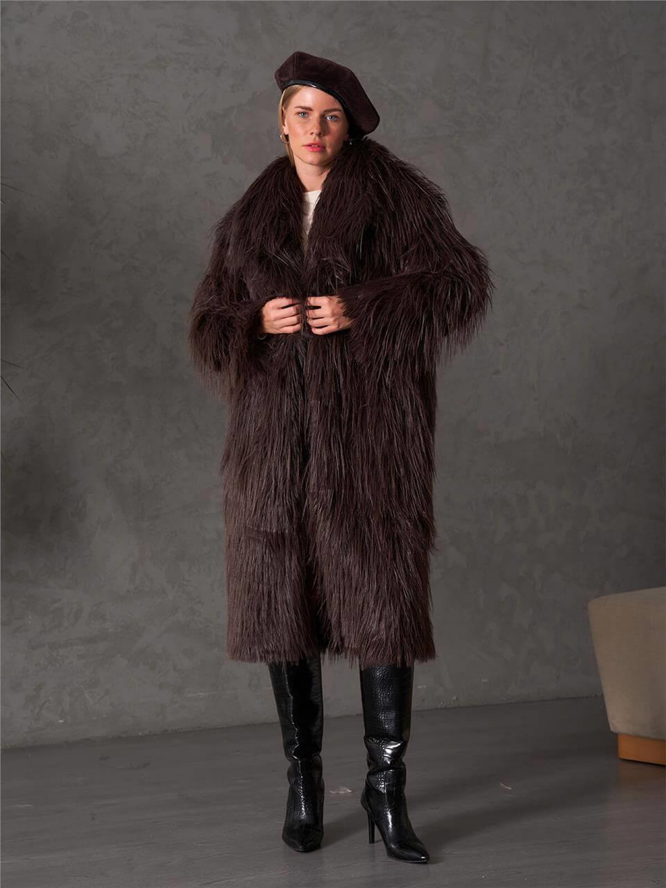 170456 Şal Yakalı Uzun Kürk