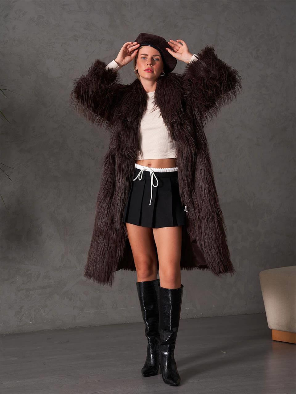 170456 Şal Yakalı Uzun Kürk