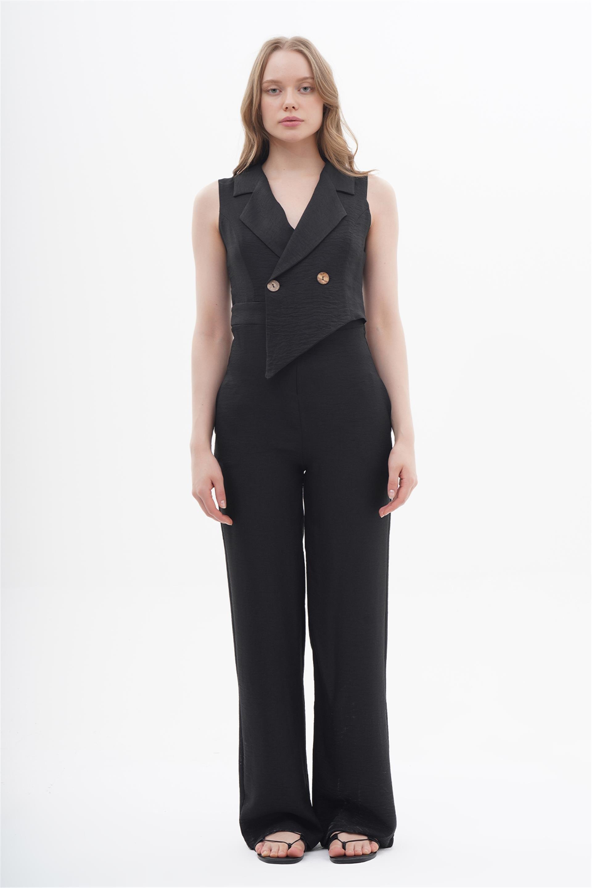 180439 SLEEVELESS WRAP OVERALL IN FULL LENGTH