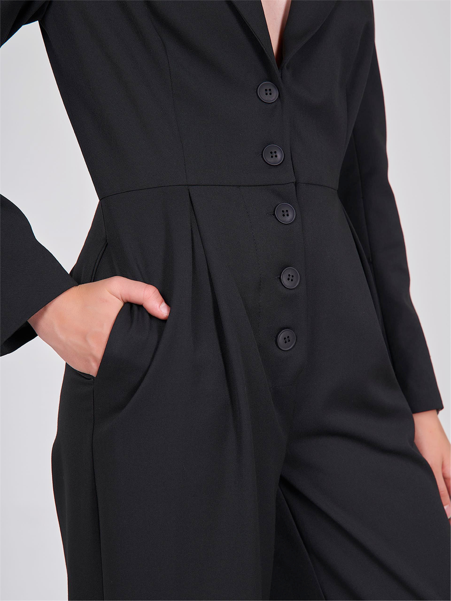 180474 FULL LENGTH BUTTON UP OVERALL WITH SHOULDER PUDDING