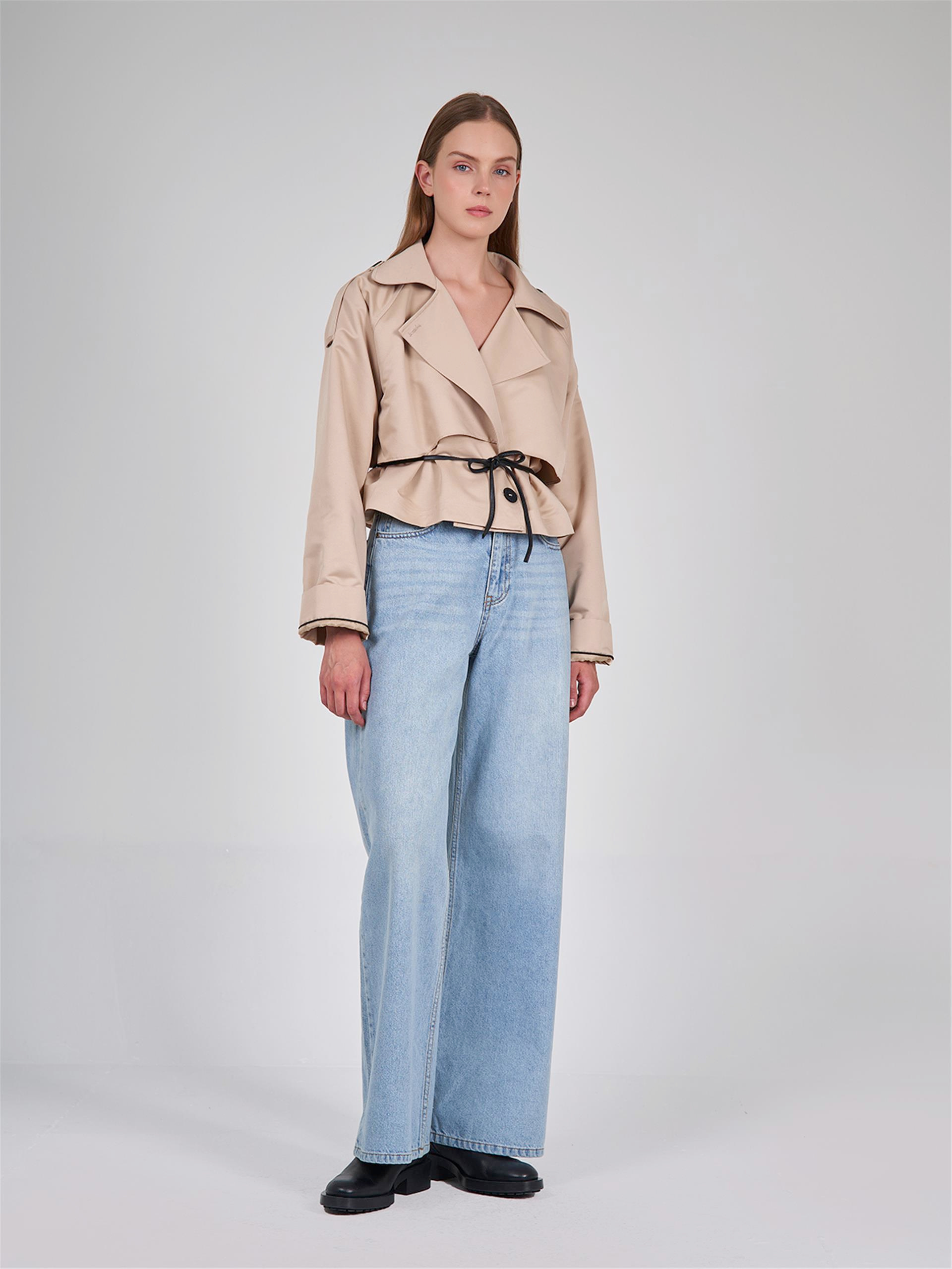 250344 HOODED HIGH COLLAR LONG RAINCOAT