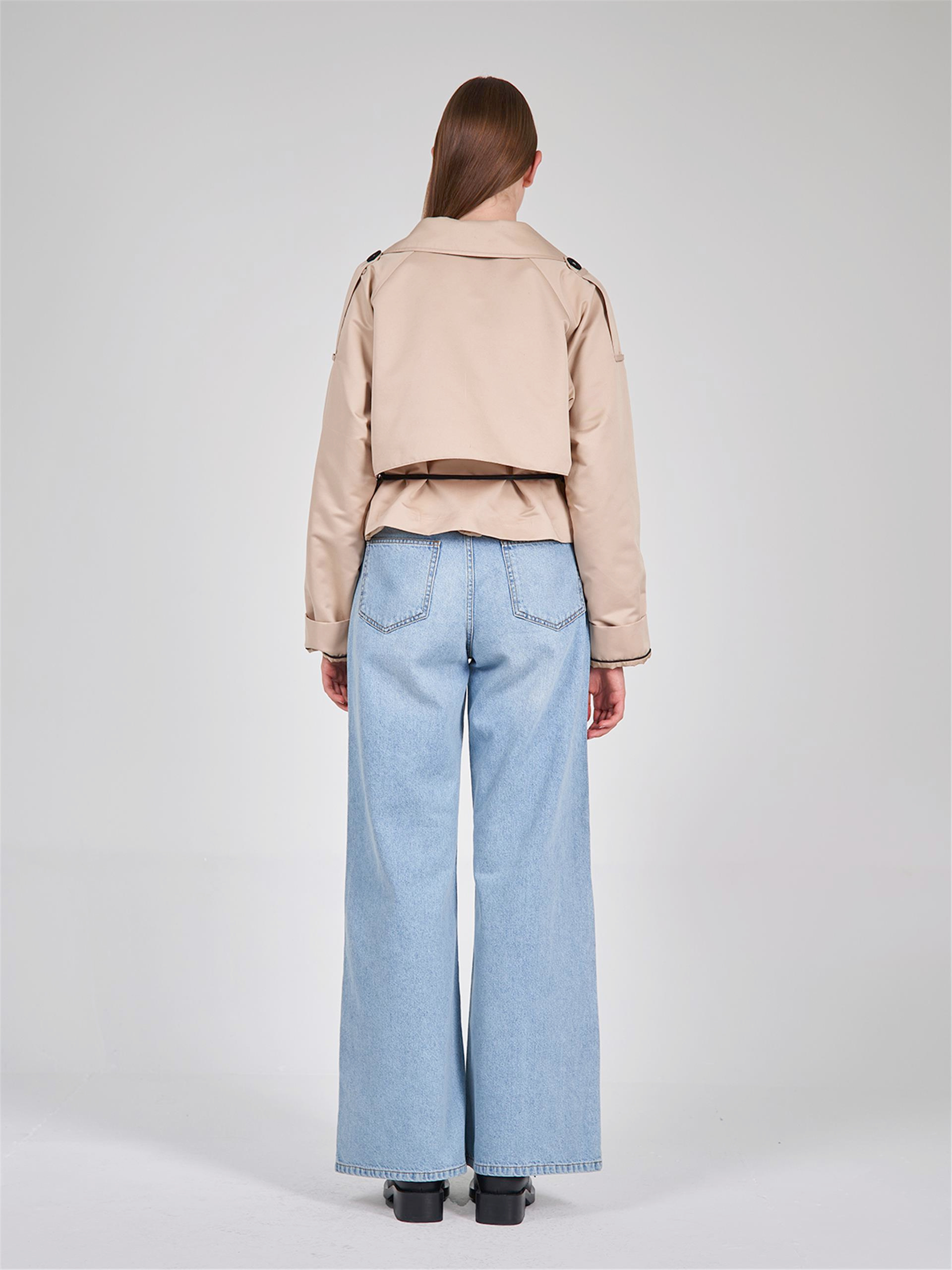 250344 HOODED HIGH COLLAR LONG RAINCOAT