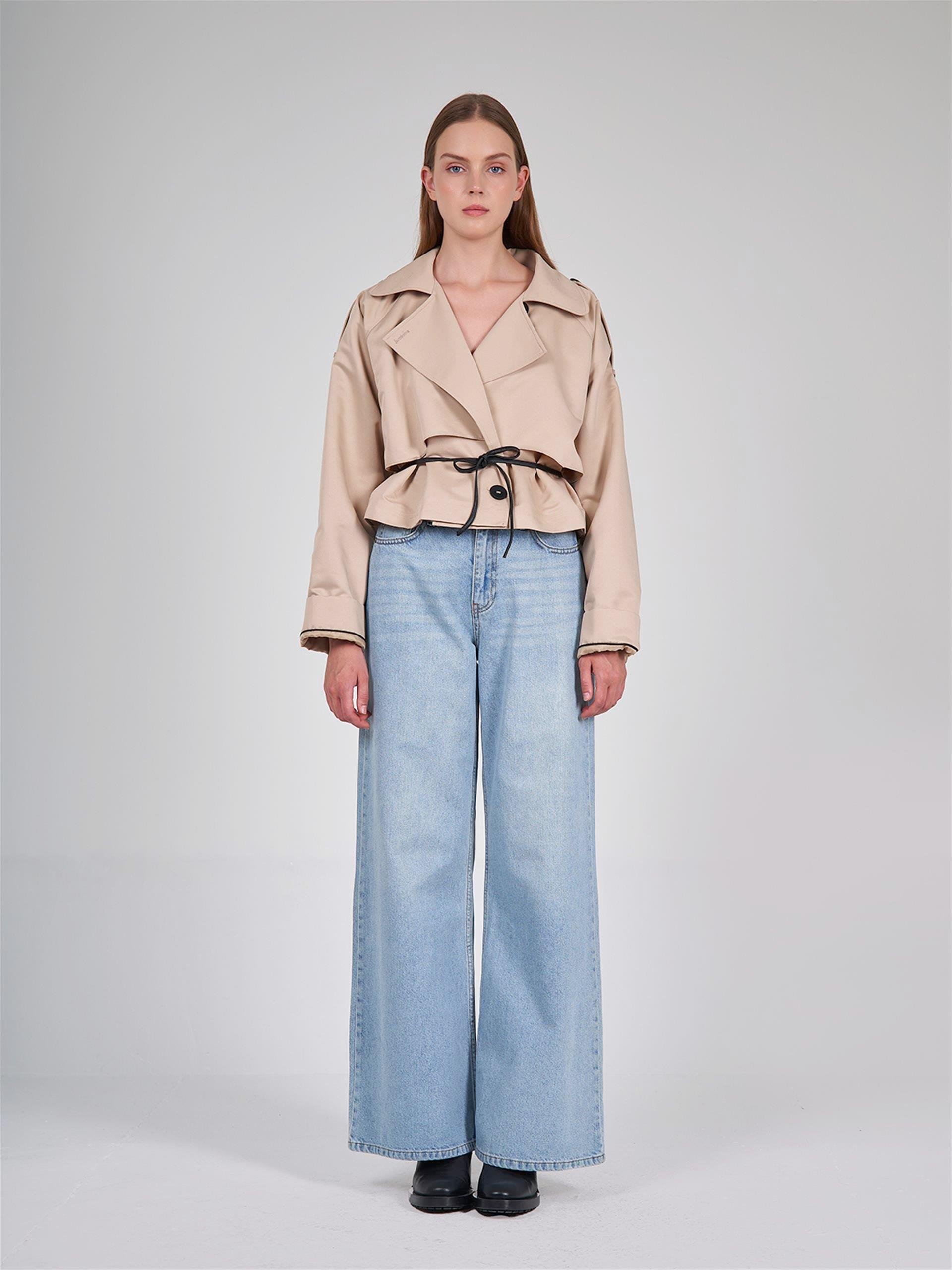 250344 HOODED HIGH COLLAR LONG RAINCOAT