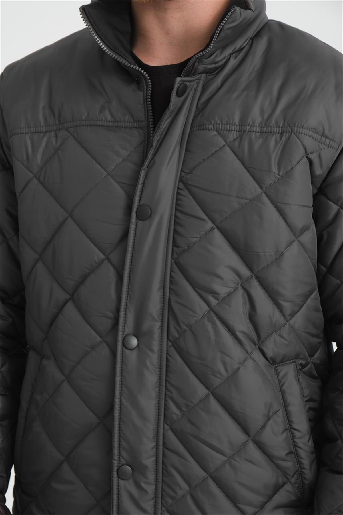 Wholesale Anthracite Diamond Pattern Puffer Stand Collar Jacket 3025A