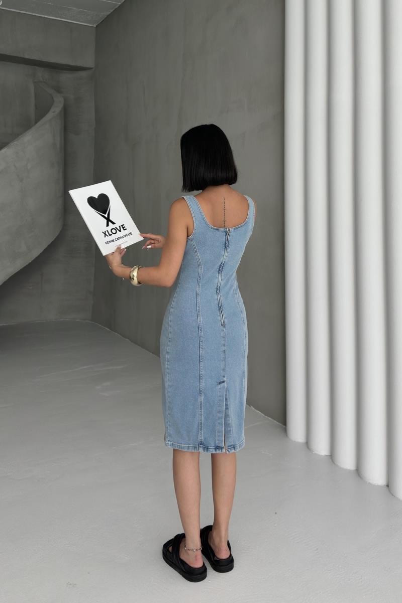 Askılı Fermuarlı Midi Elbise 3051-26-(S-XL)