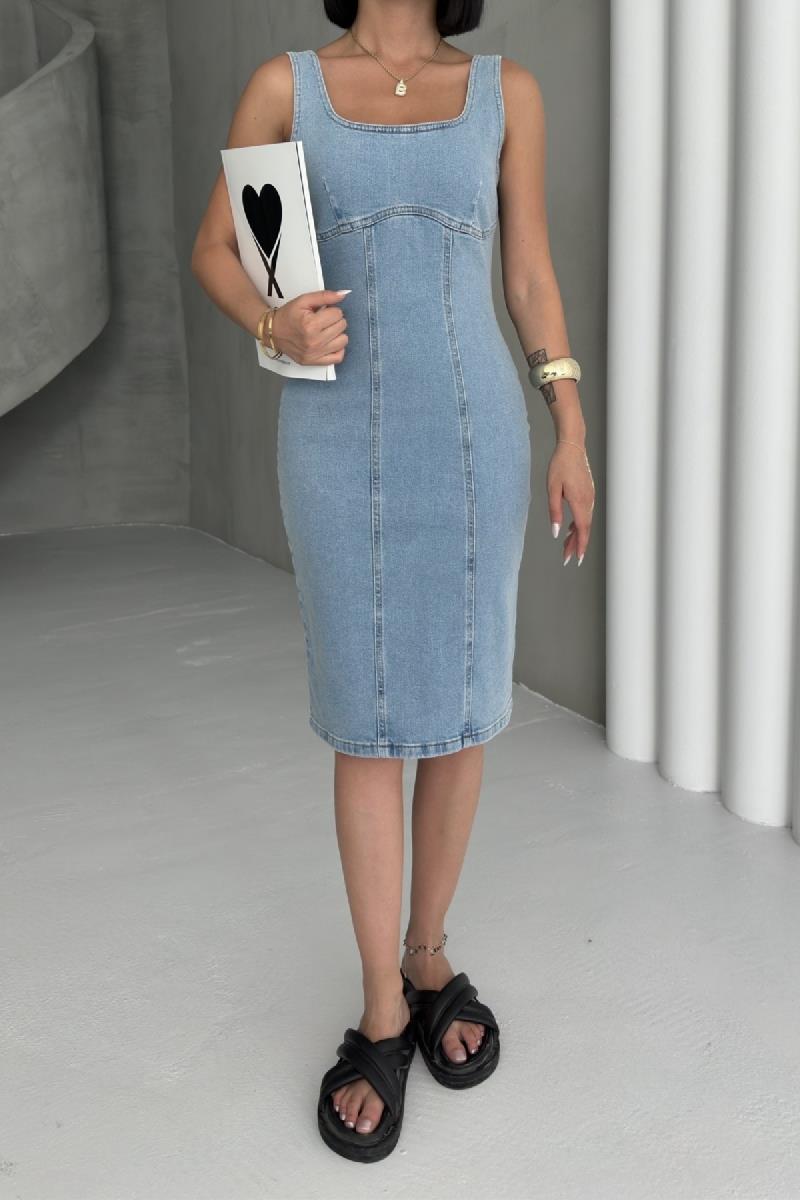 Askılı Fermuarlı Midi Elbise 3051-26-(S-XL)