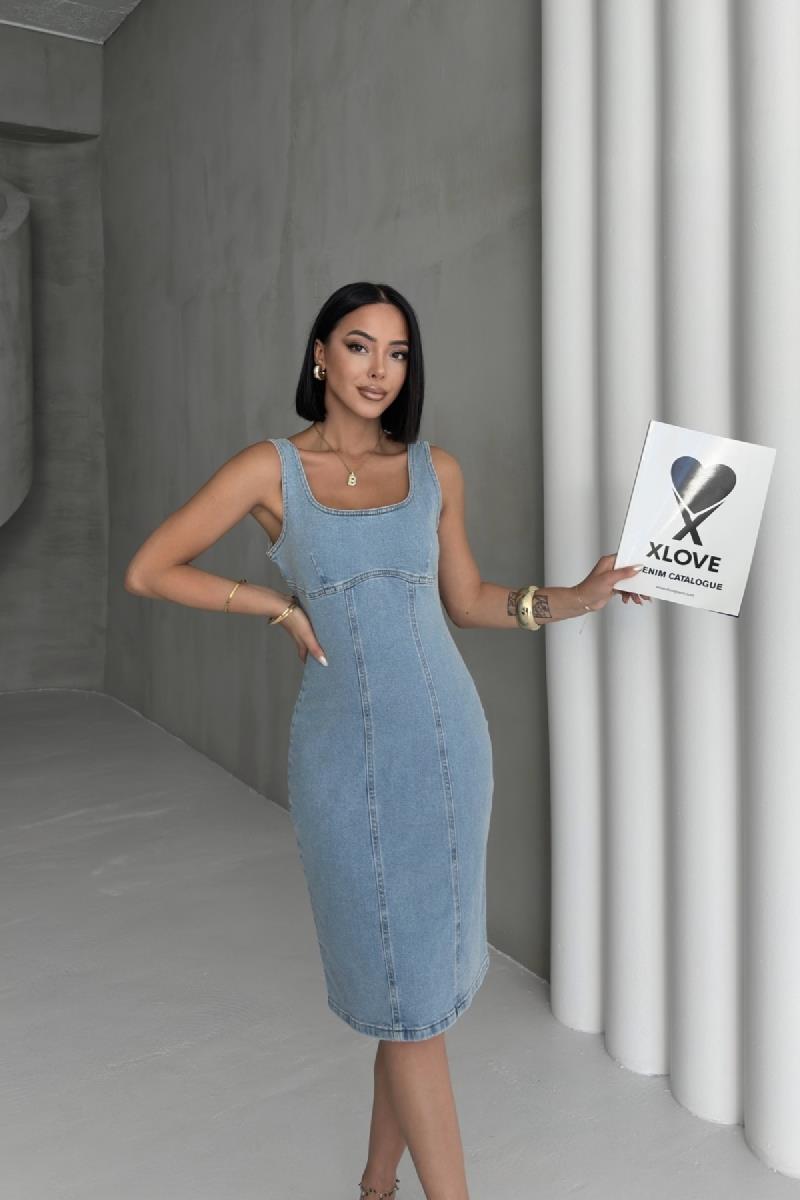 Askılı Fermuarlı Midi Elbise 3051-26-(S-XL)