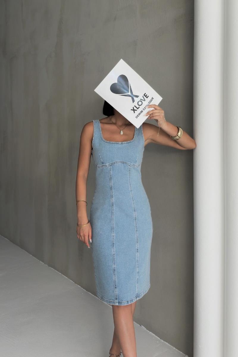 Askılı Fermuarlı Midi Elbise 3051-26-(S-XL)