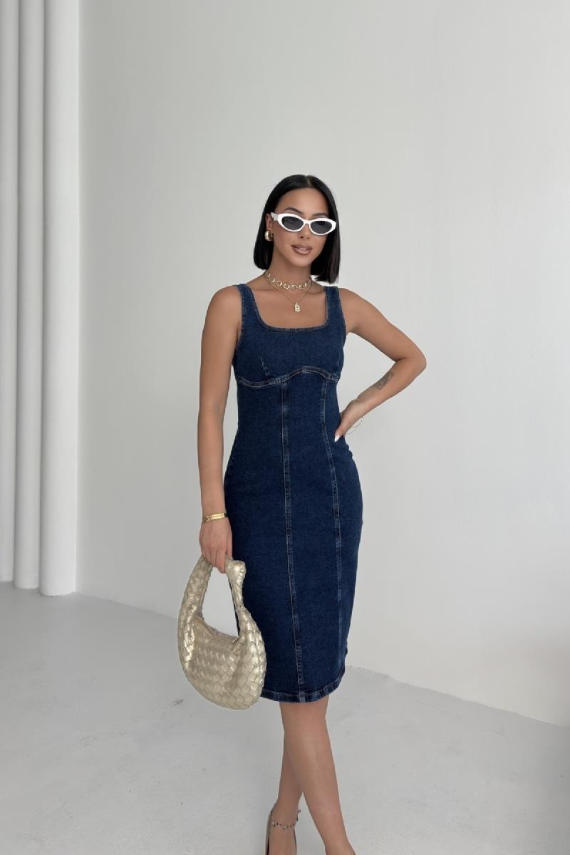 Askılı Fermuarlı Midi Elbise 3051-26-(S-XL)