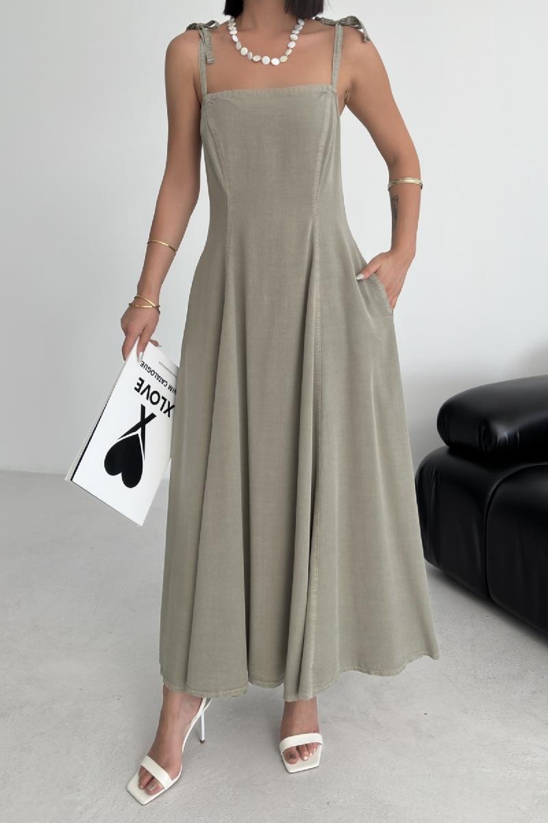 Bağcık Detaylı Volanlı Elbise 3052-26-(S-XL)