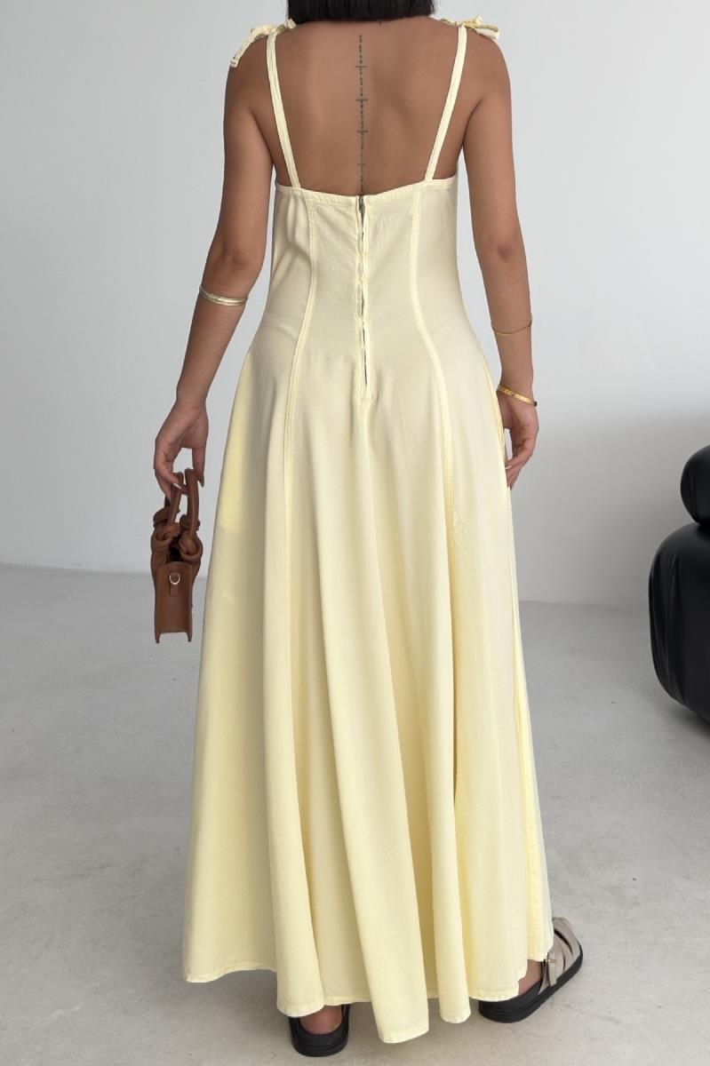 Bağcık Detaylı Volanlı Elbise 3052-26-(S-XL)