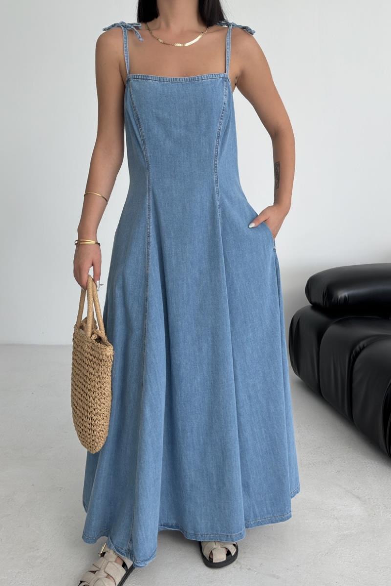 Bağcık Detaylı Volanlı Elbise 3052-26-(S-XL)