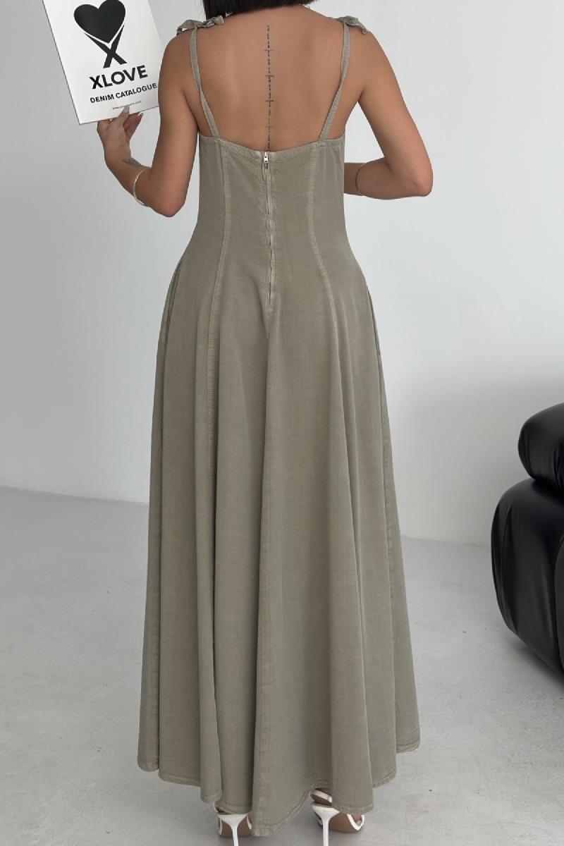 Bağcık Detaylı Volanlı Elbise 3052-26-(S-XL)