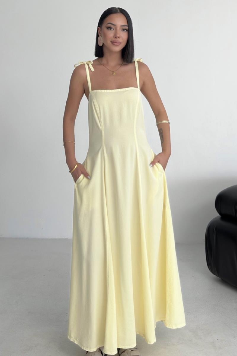 Bağcık Detaylı Volanlı Elbise 3052-26-(S-XL)