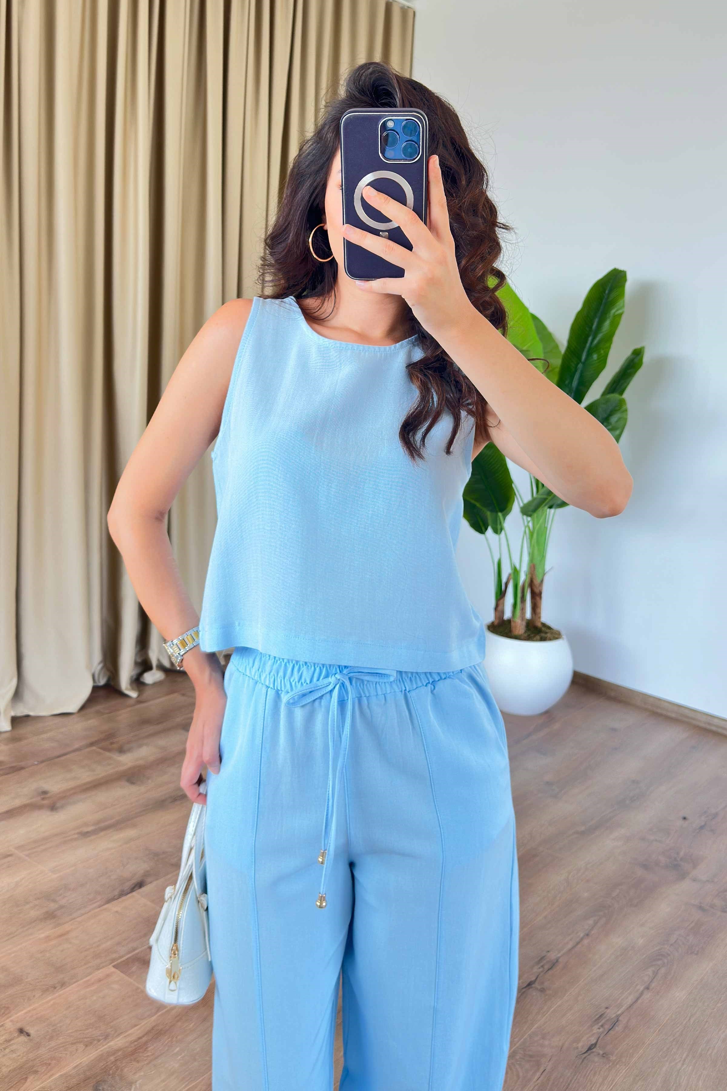 Basic Model Bebe Mavisi Keten Toptan Takım