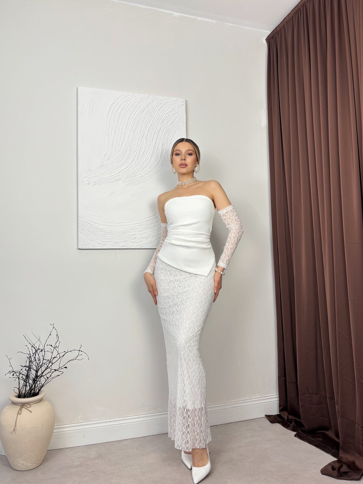 BEYAZ 20195 ELBİSE