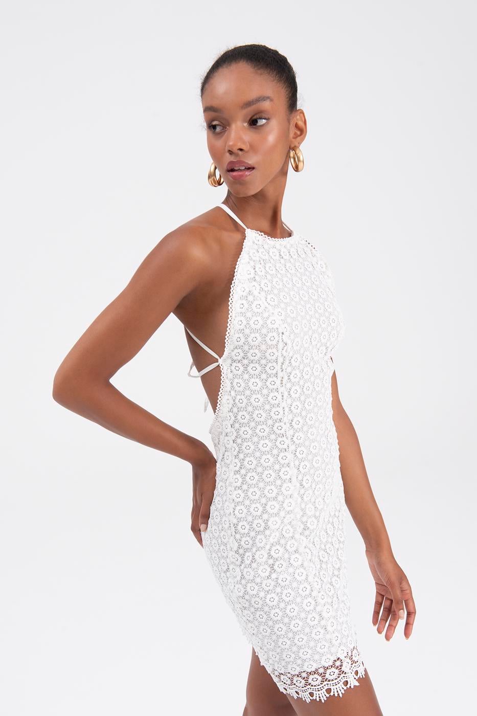 Broded Mini Dress with Strap
