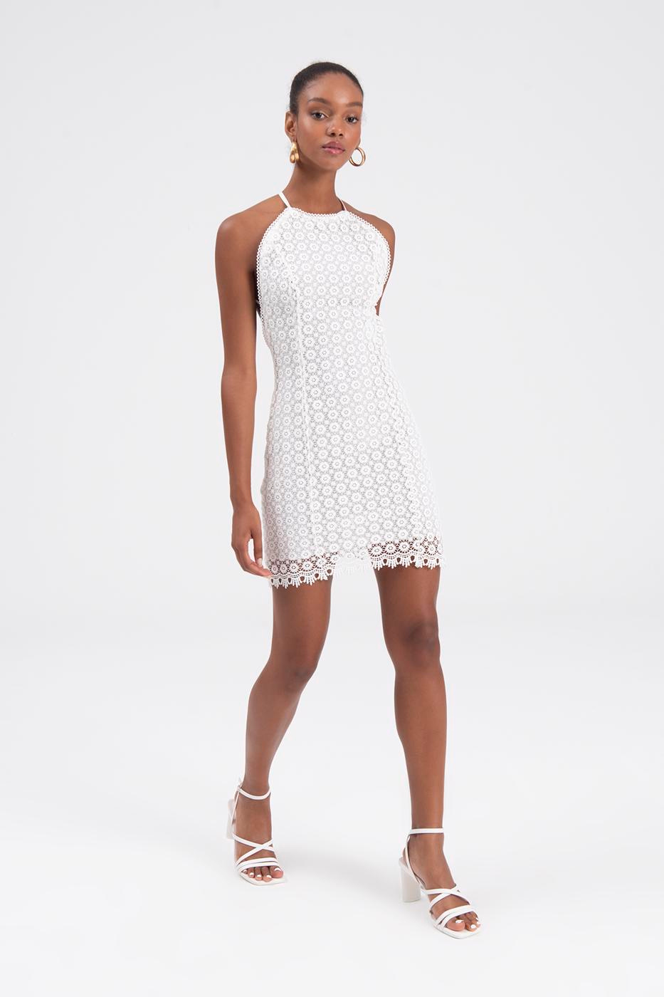 Broded Mini Dress with Strap