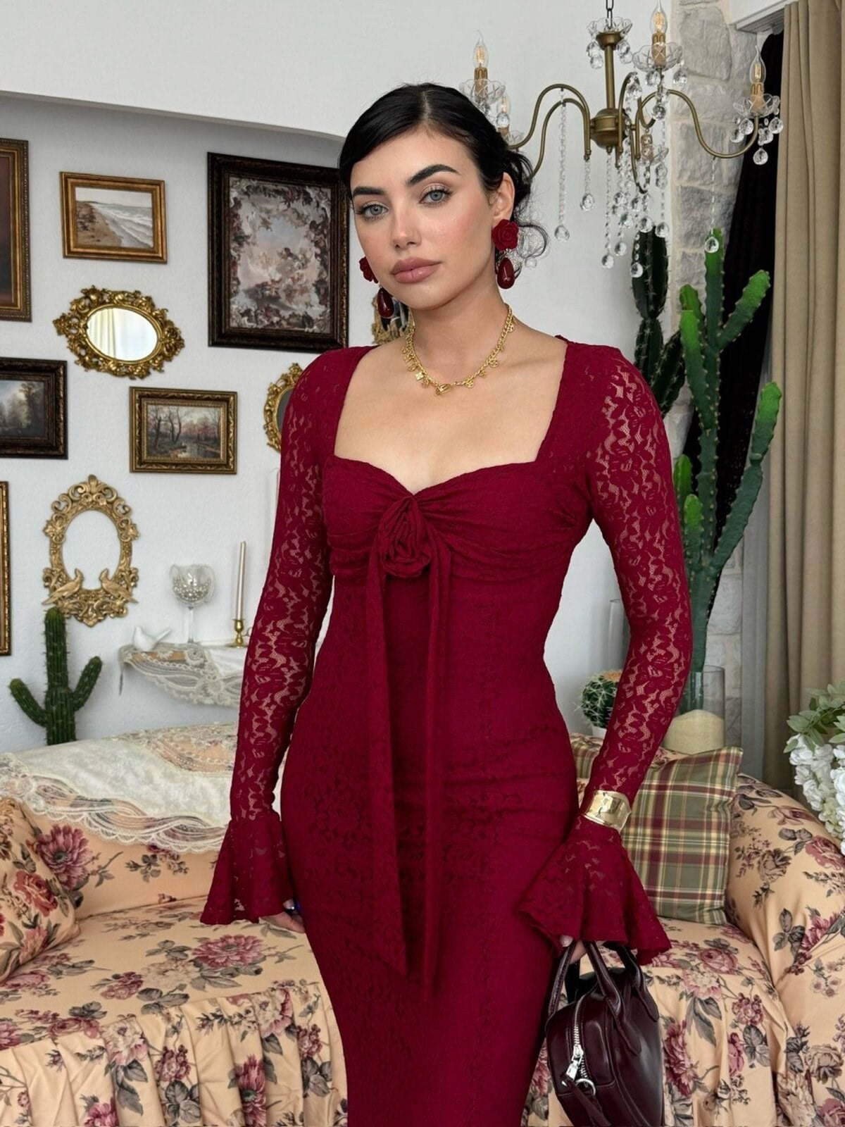 Cesam Rose-Detail Dress