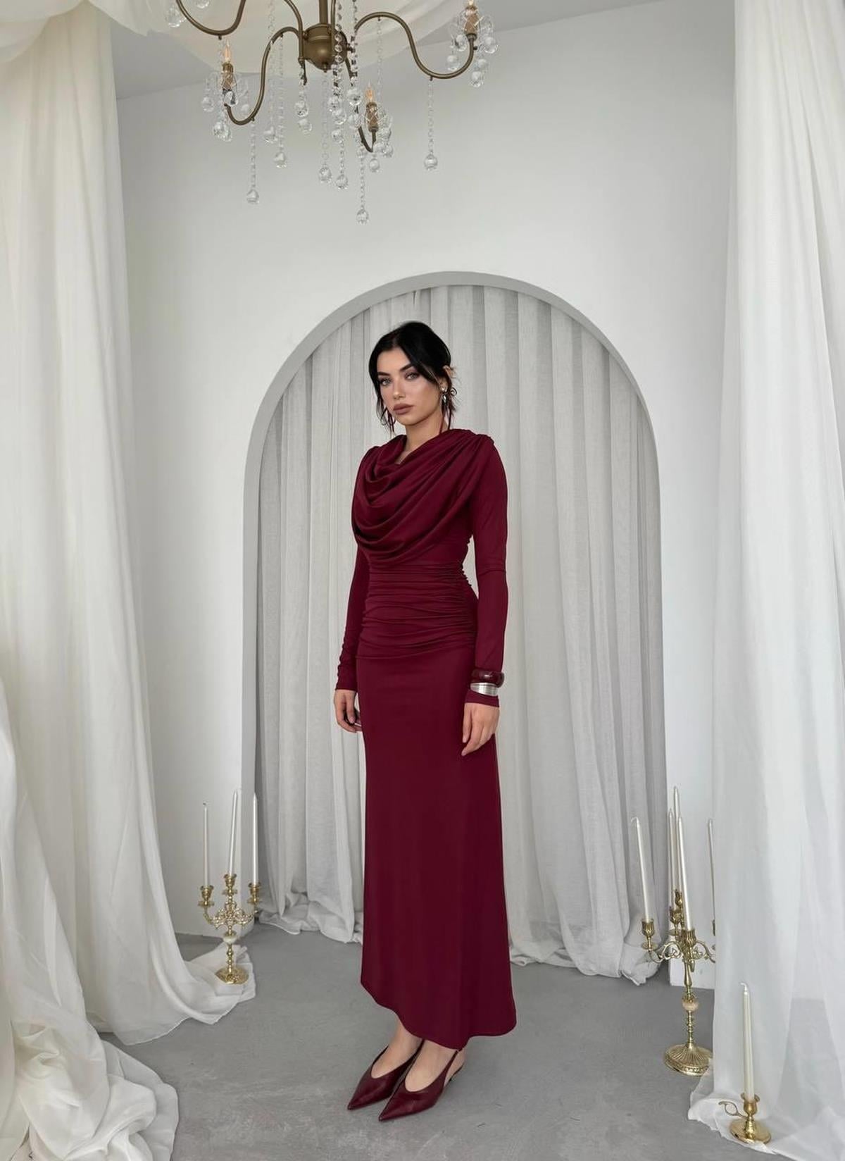 Crimson Drape Dress