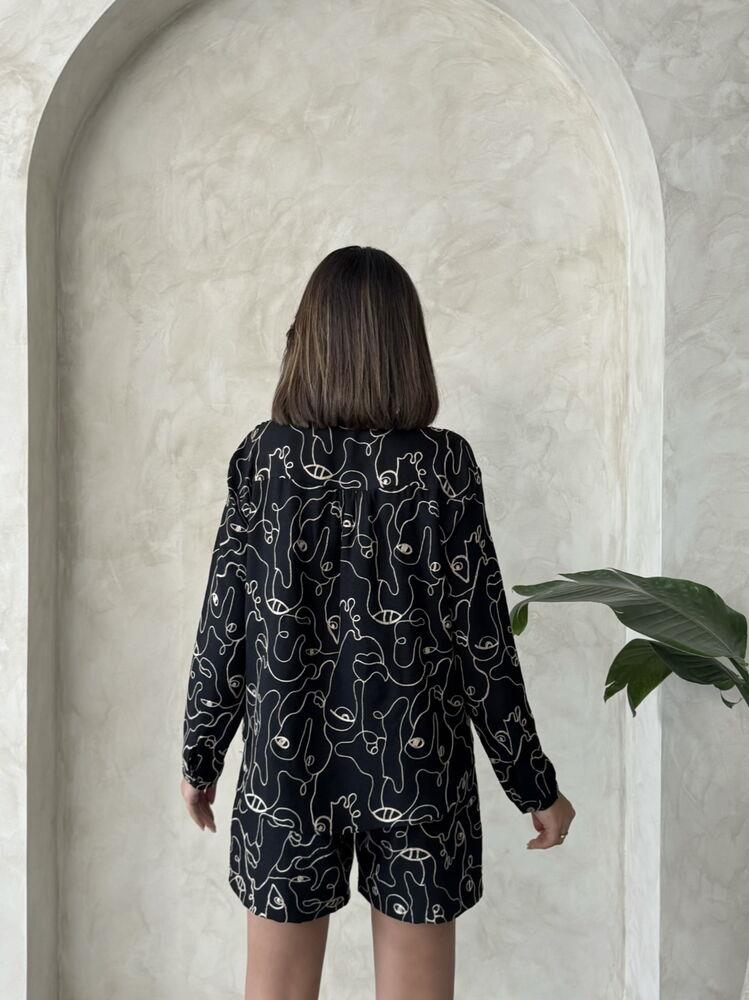 D 2746 NAKIŞLI ŞORT - SİYAH