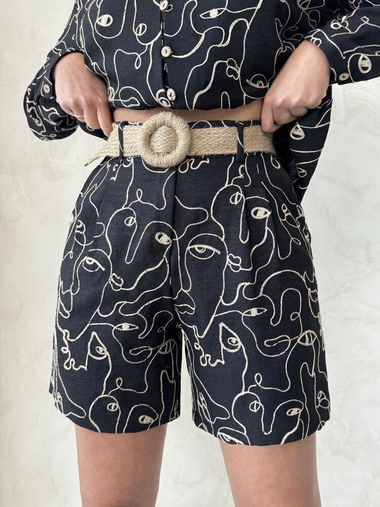 D 2746 NAKIŞLI ŞORT - SİYAH