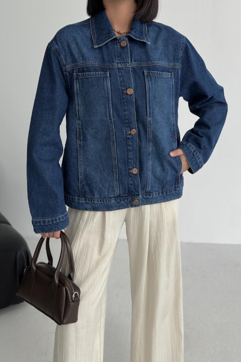 Dikiş Detaylı Kot Gömlek 6153-01-(S-XL)