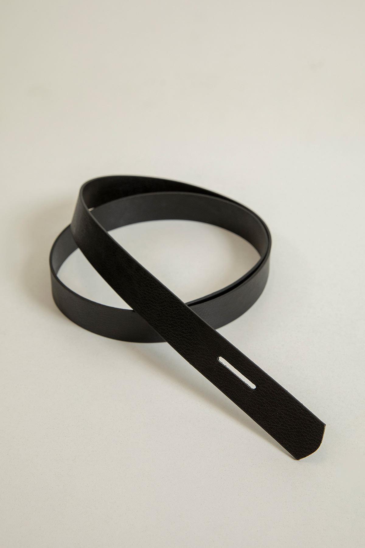 Faux Leather Fabric Gateway Women's Belt-Black