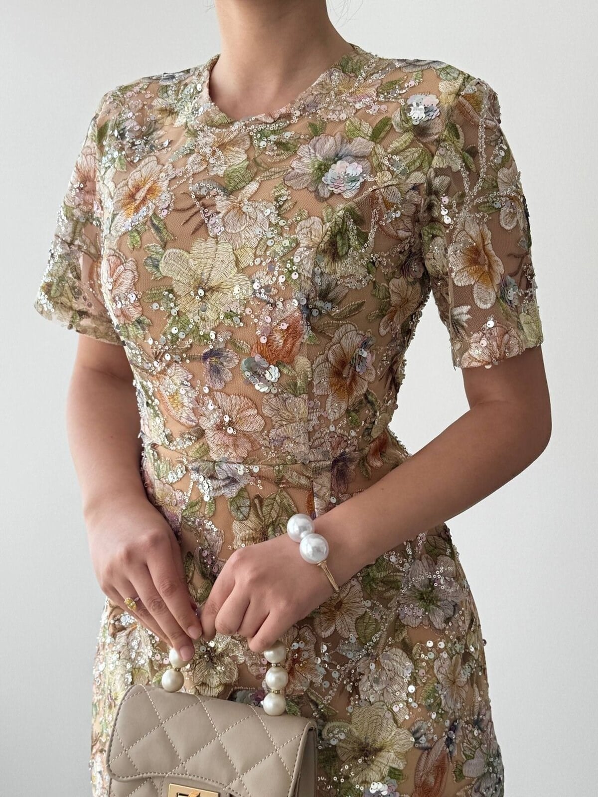 Flowes Crystal Embellished Dress
