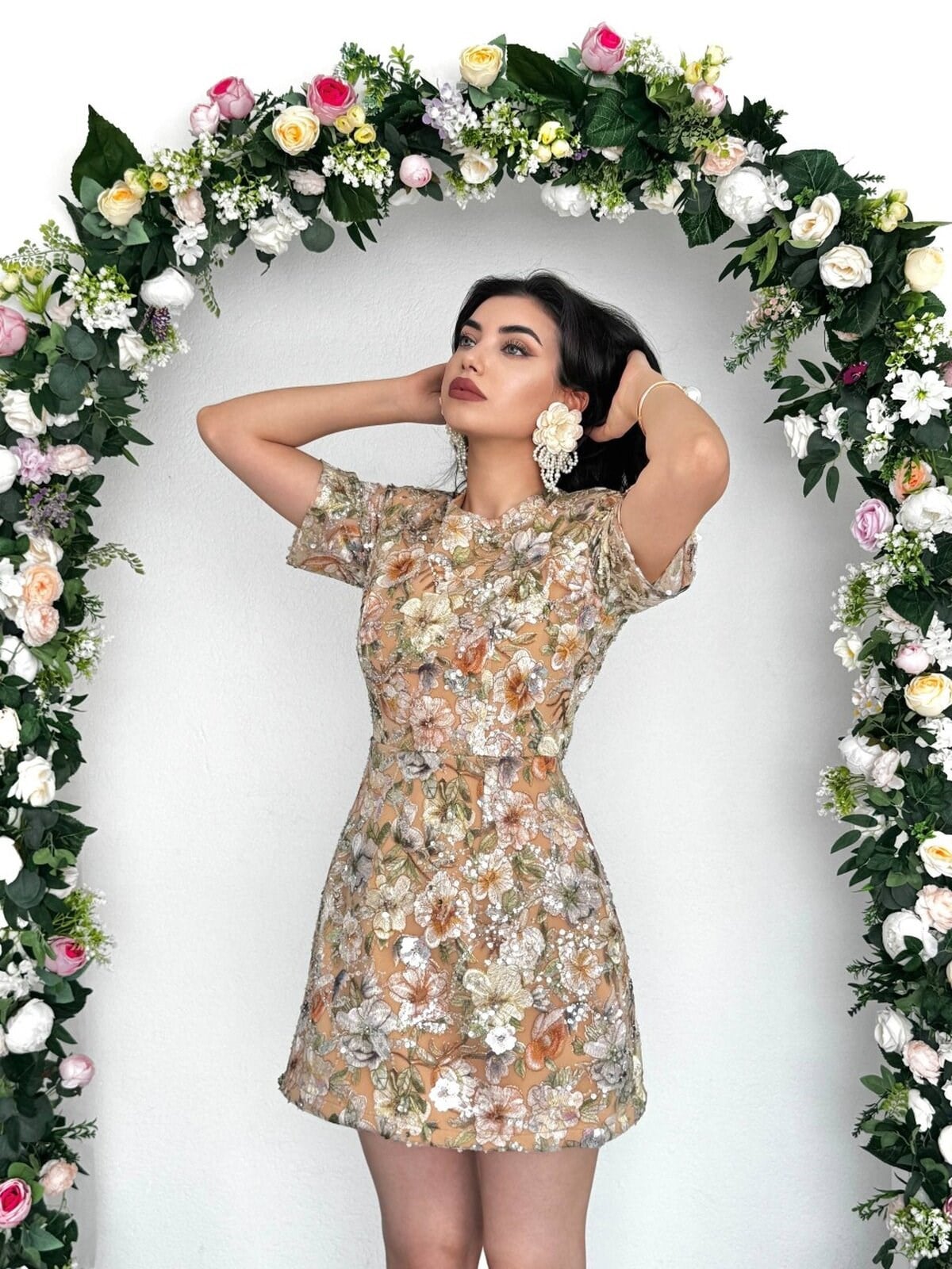Flowes Crystal Embellished Dress