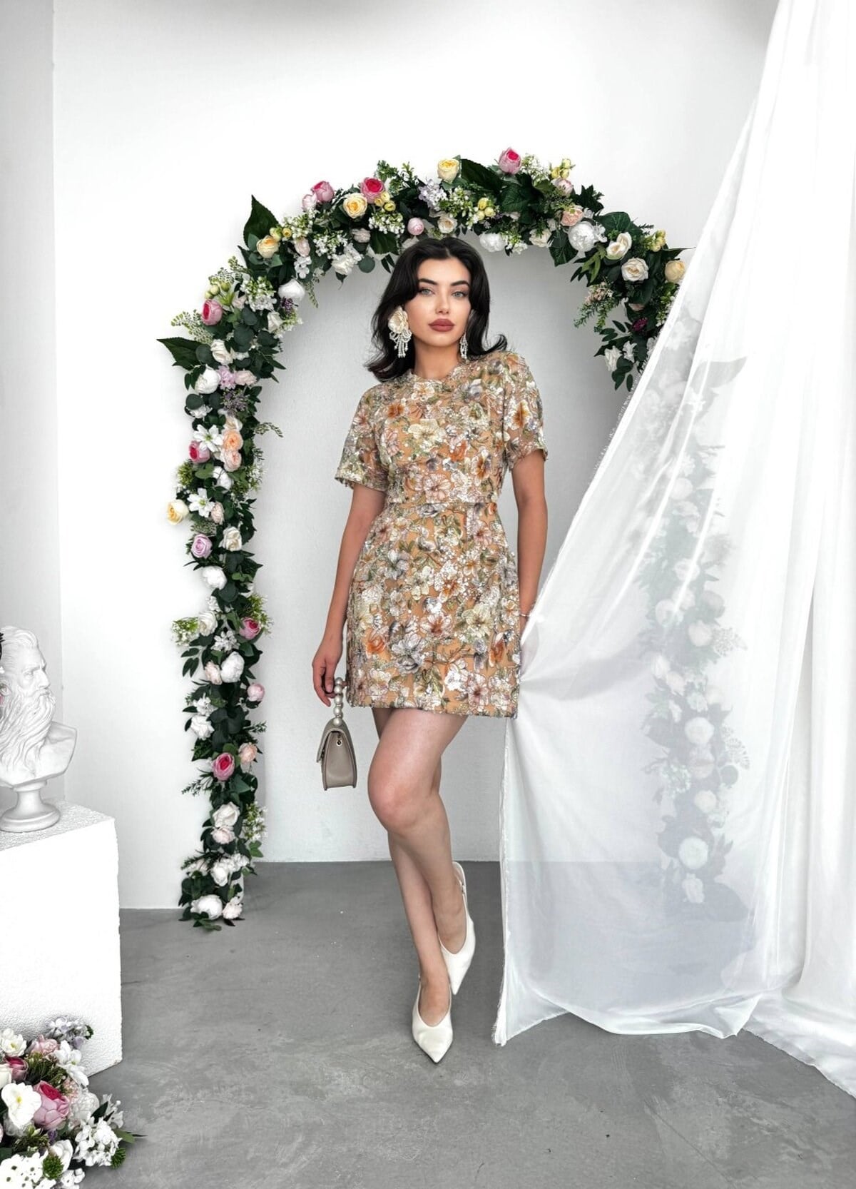 Flowes Crystal Embellished Dress