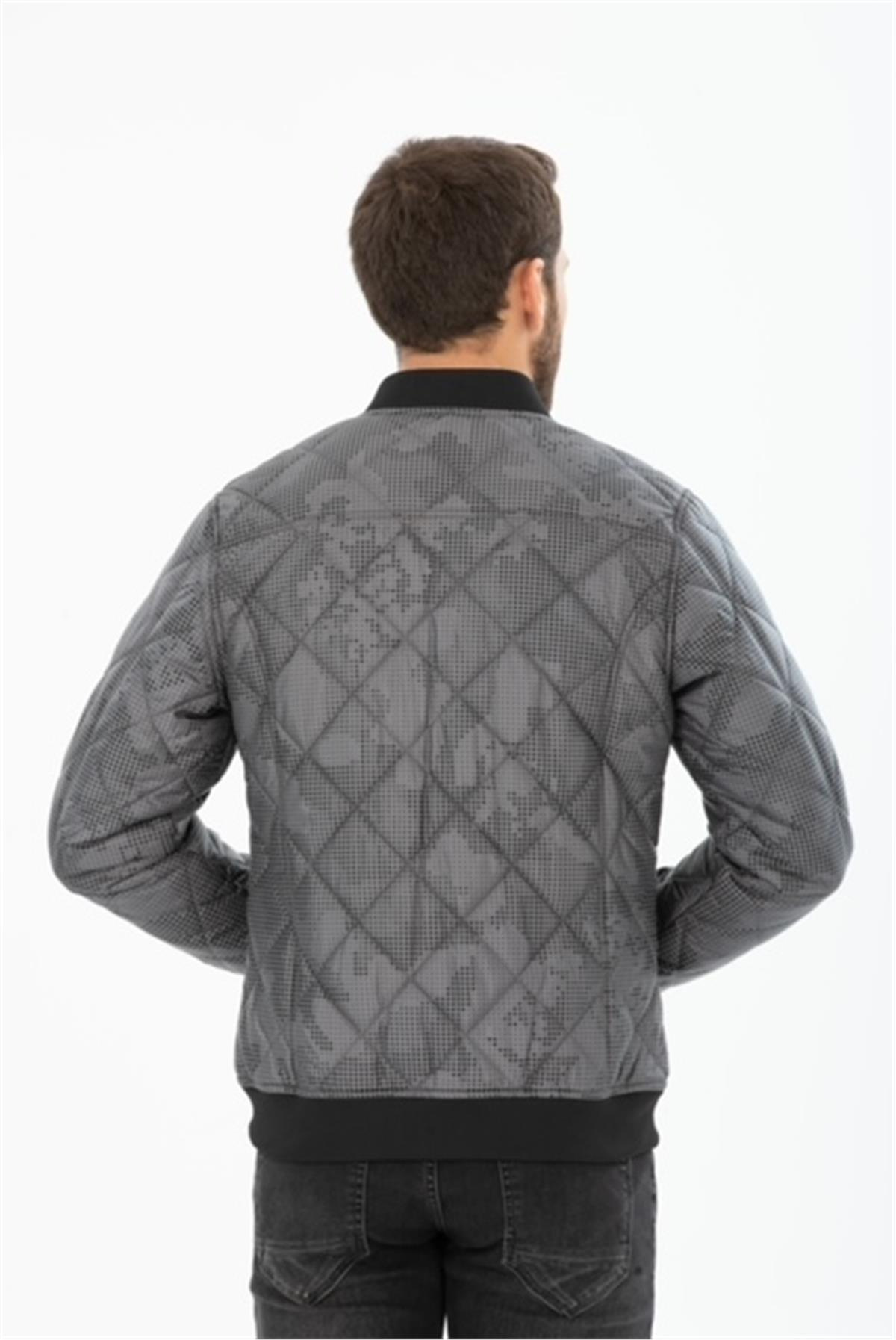 Wholesale Charcoal Dot Printed Pilot Jacket 35734F