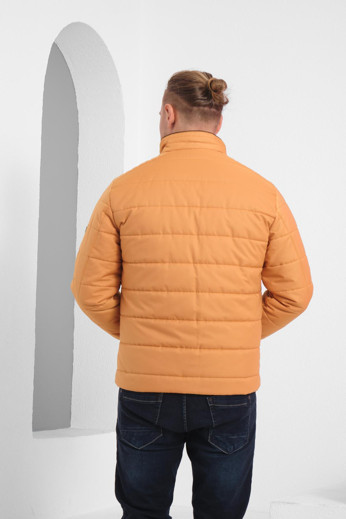 Wholesale Mustard Ripstop Stand Collar Waterproof Jacket 3084H