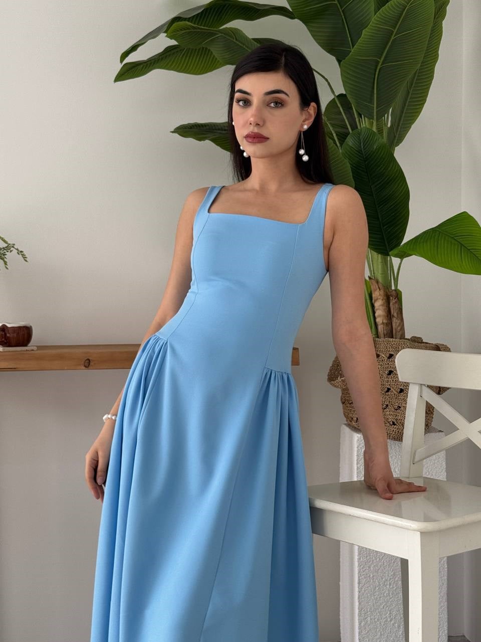 Heldi Pleated Dress - Baby Blue 00597