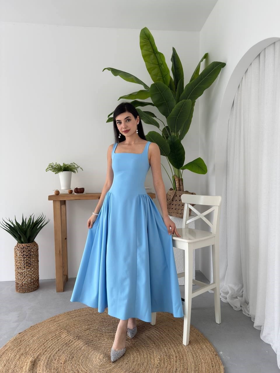 Heldi Pleated Dress - Baby Blue 00597