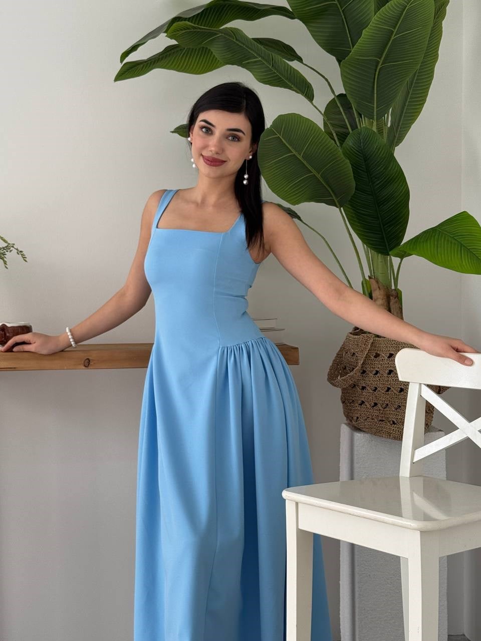 Heldi Pleated Dress - Baby Blue 00597
