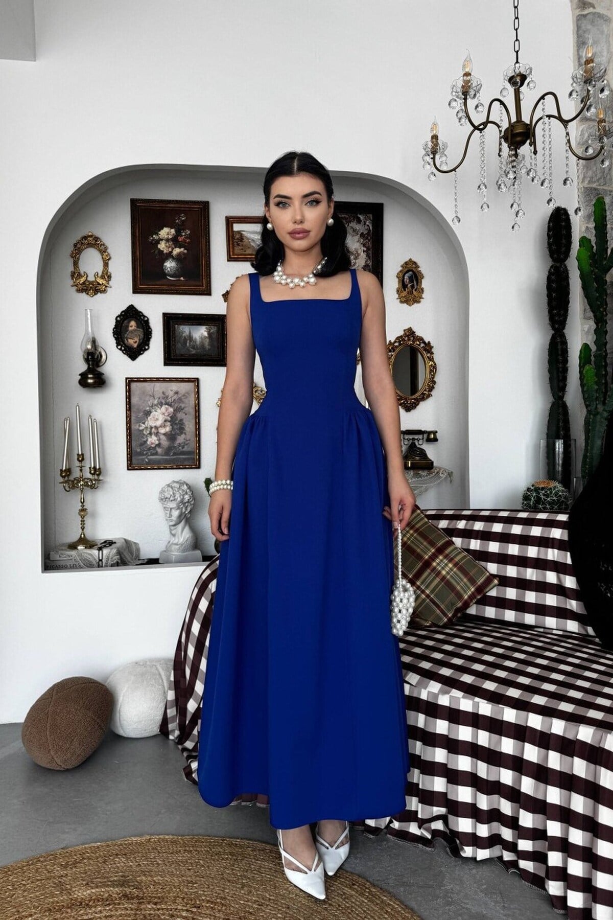Heldi Pleated Dress - Sax Blue 00597
