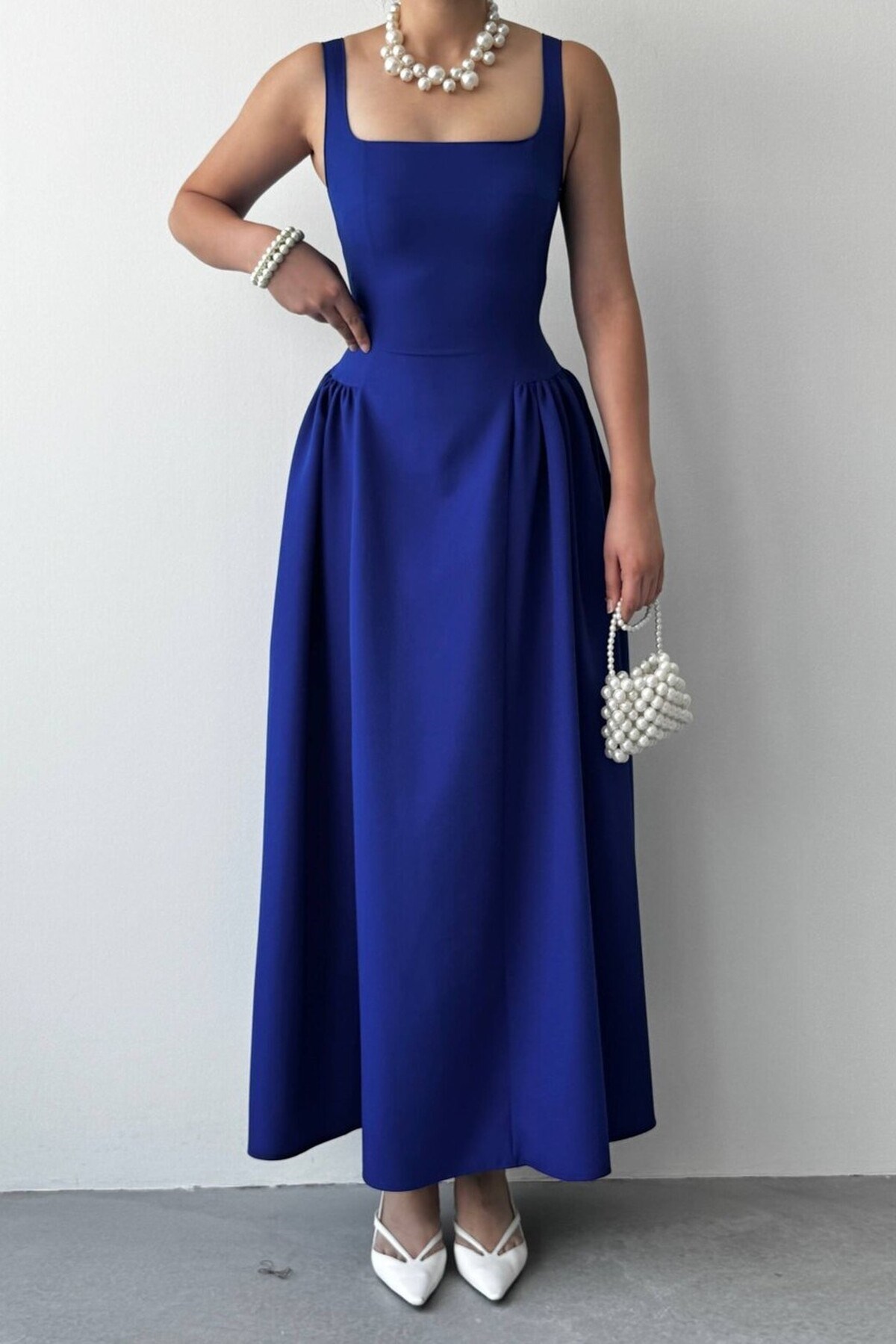 Heldi Pleated Dress - Sax Blue 00597