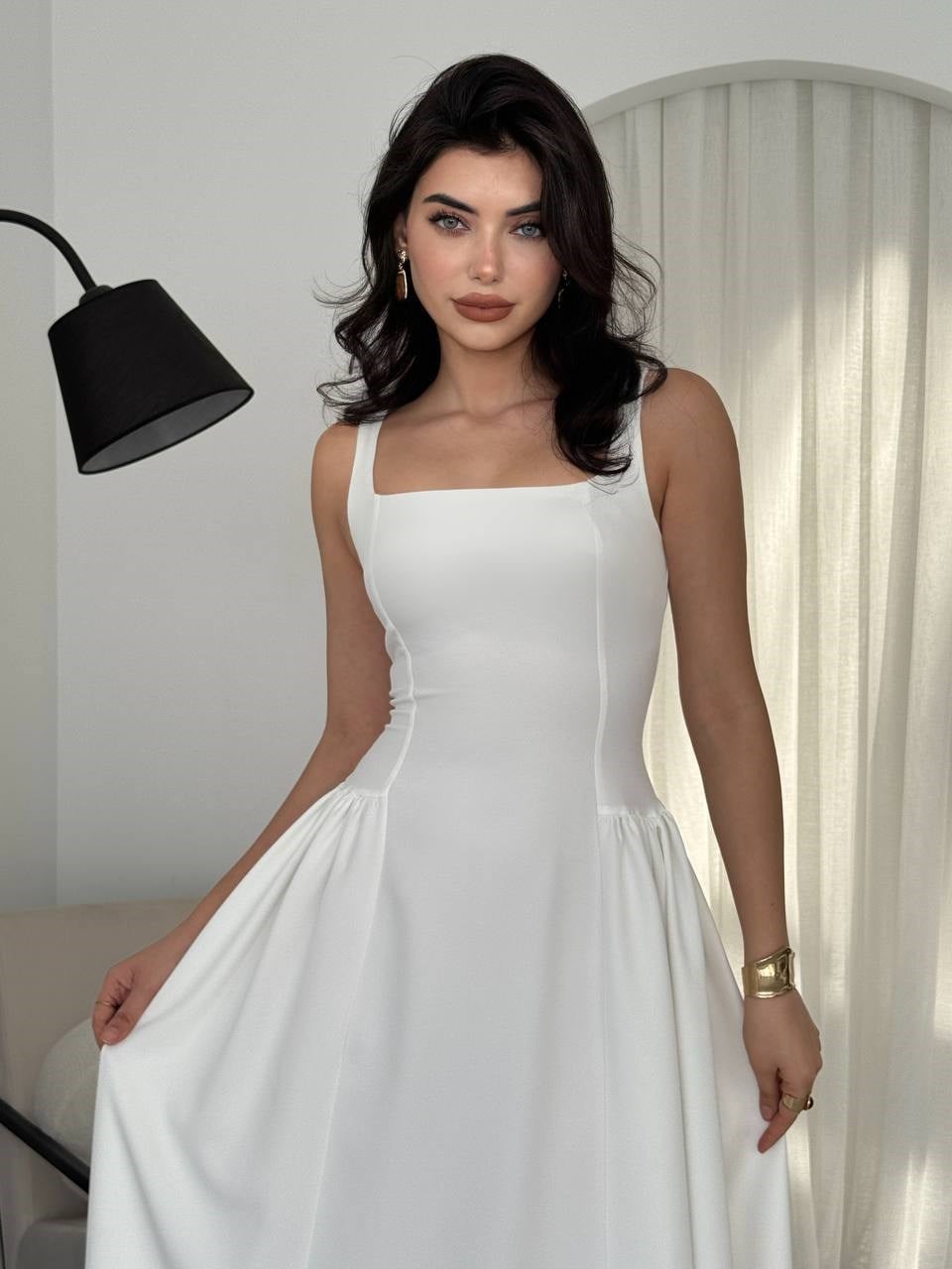 Heldi Pleated Dress - White 00597