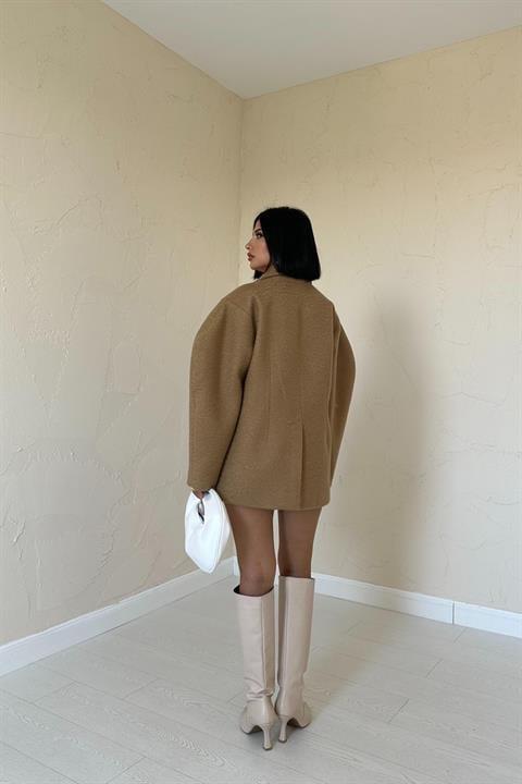 İki Düğmeli Manto - Camel