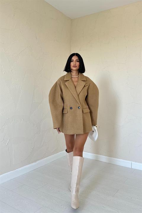 İki Düğmeli Manto - Camel