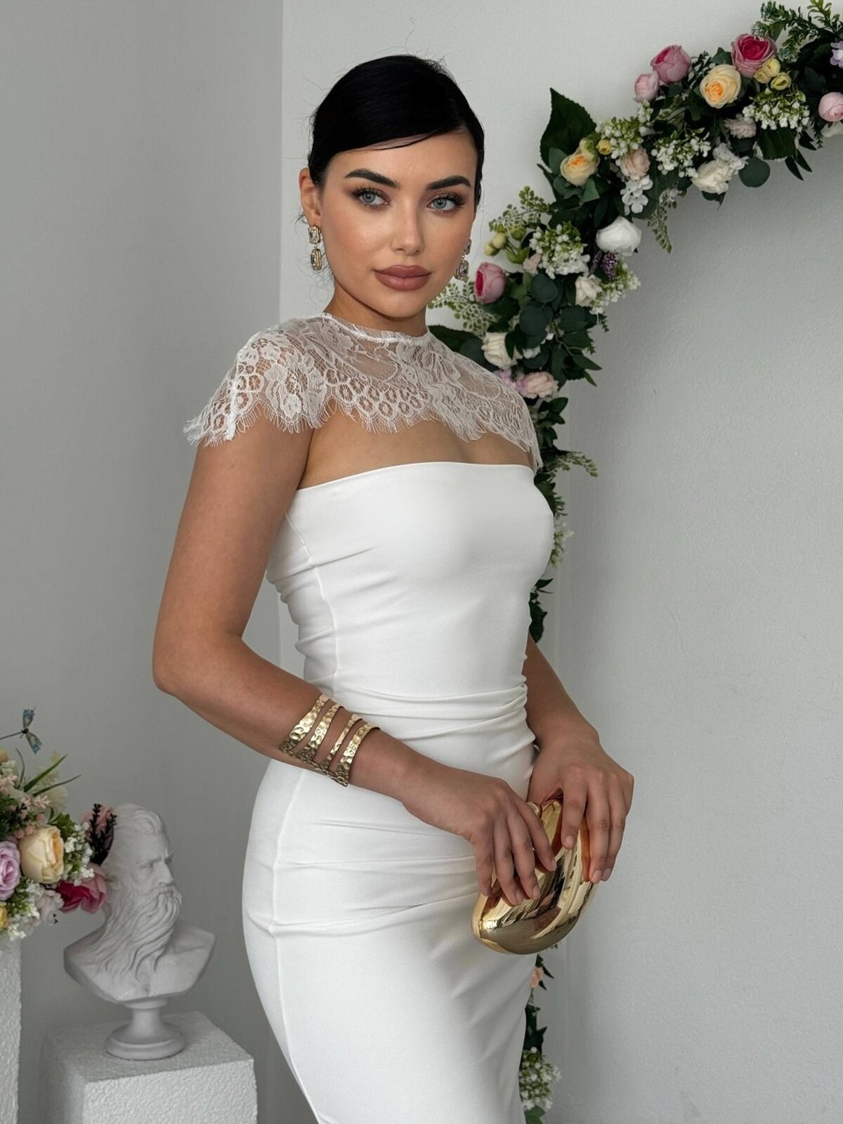 Jecan Shoulder Cape Detail Dress