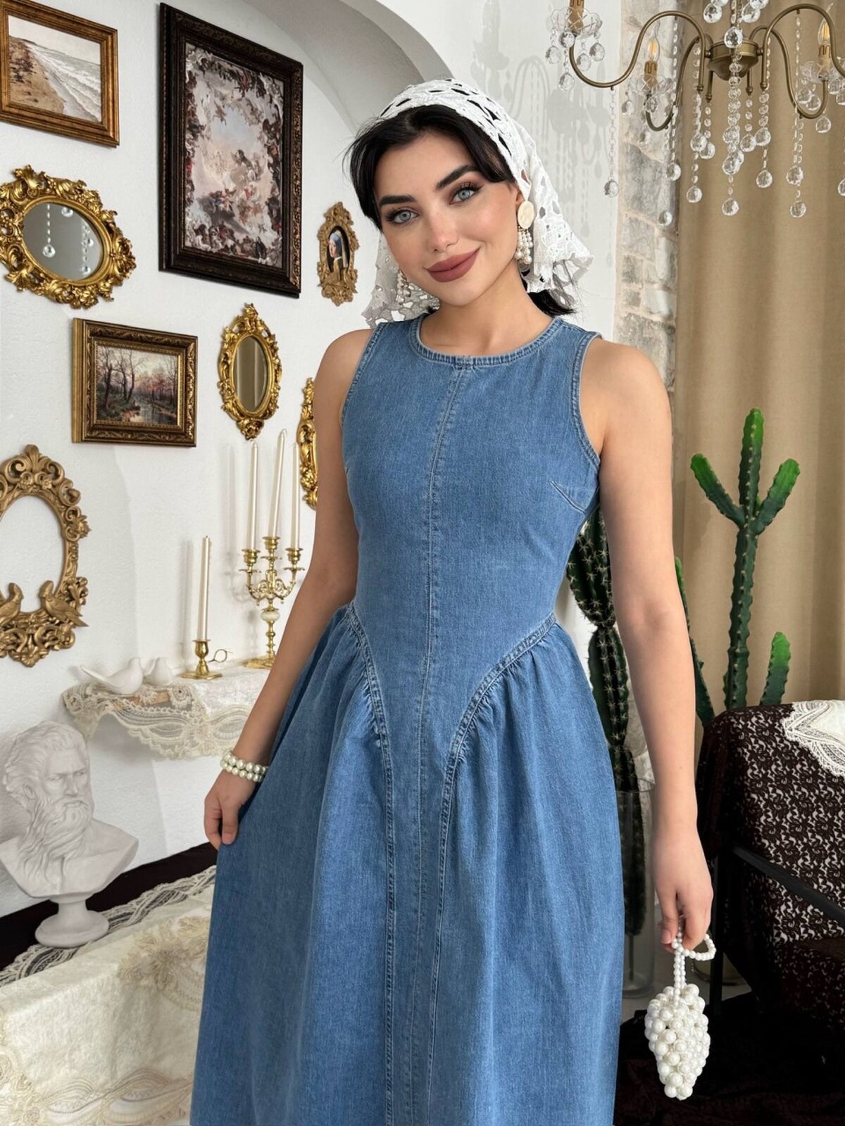 Jere Denim Dress with Backless Detail