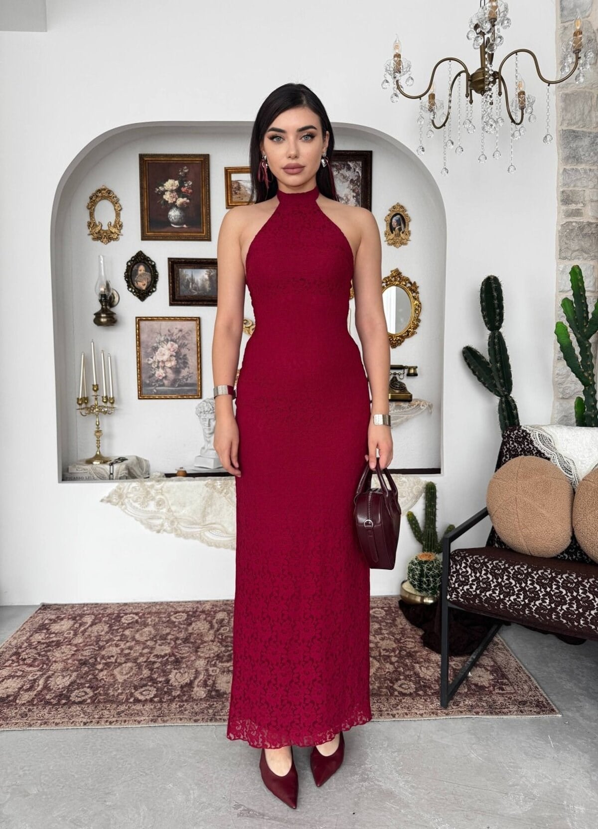 Jons Neck Tie Midi Dress