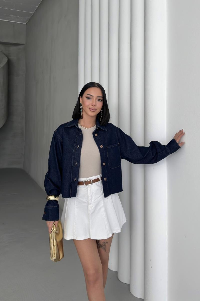 Kısa Cepli Kot Ceket 6082-17-(S-XL)