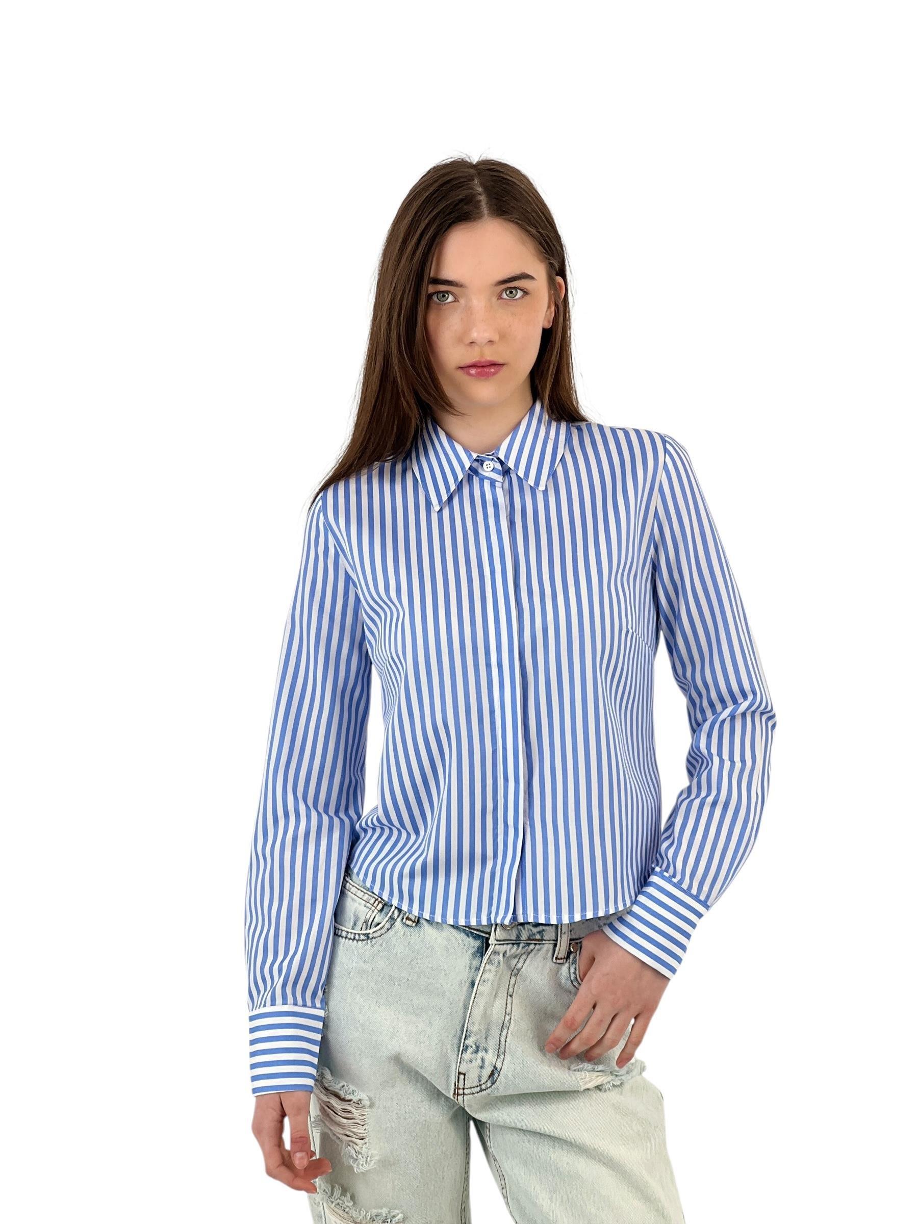 Klasik Çizgili Uzun Kollu Gömlek