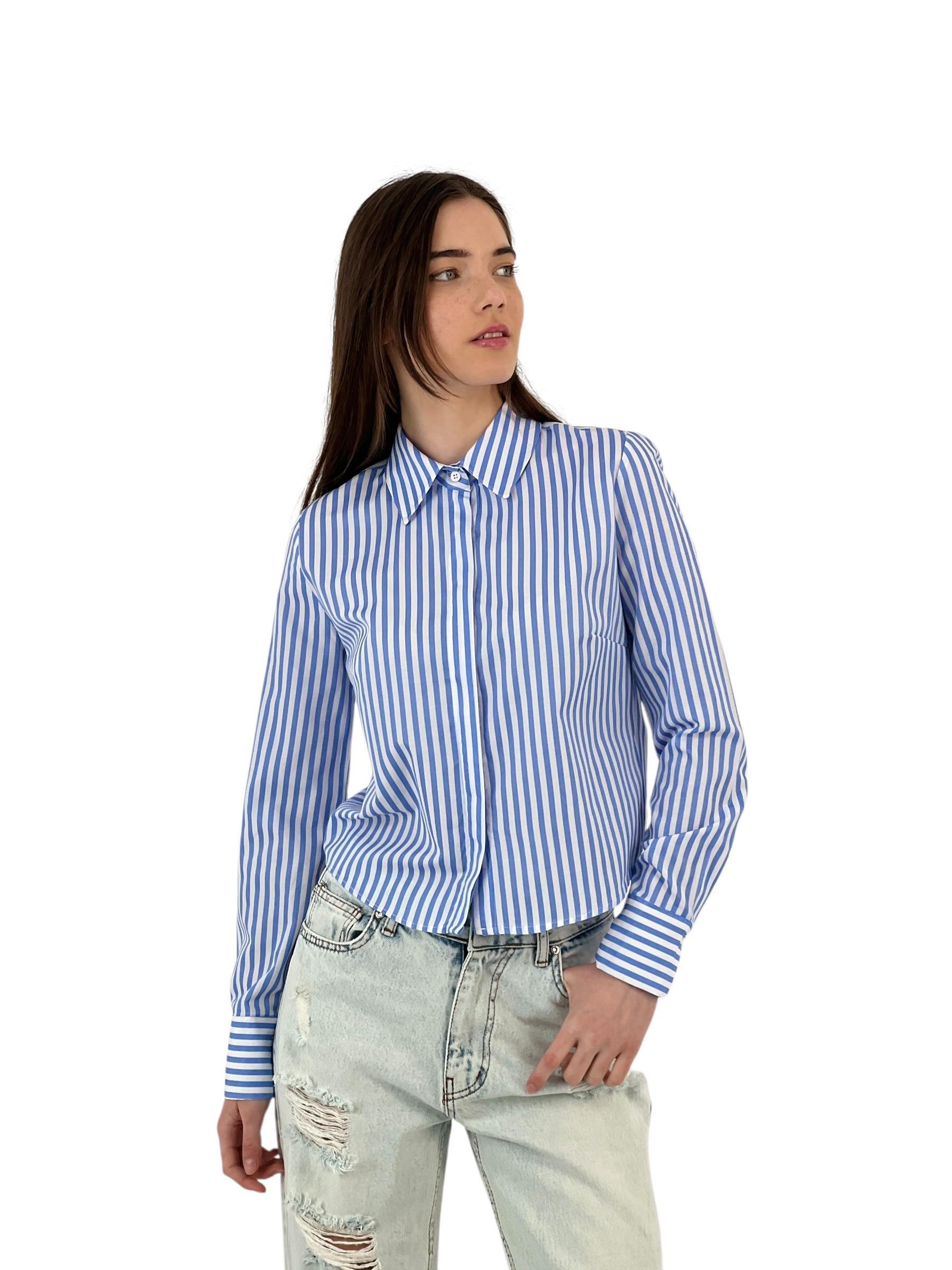 Klasik Çizgili Uzun Kollu Gömlek