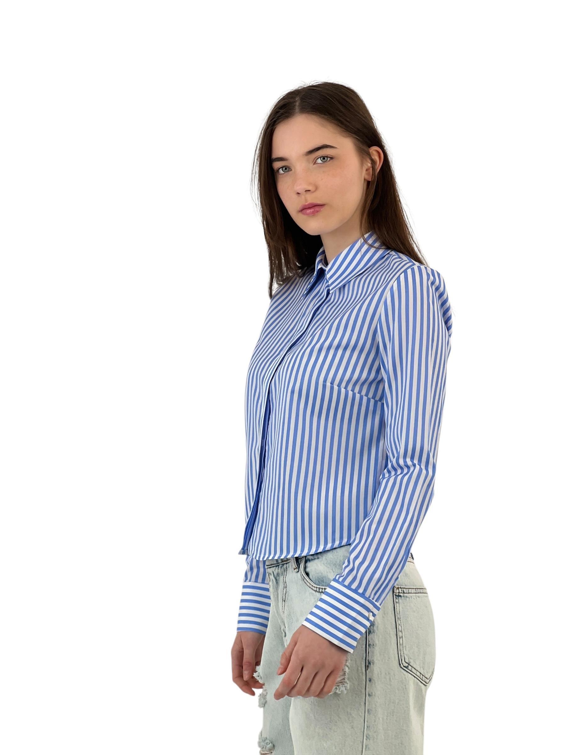 Klasik Çizgili Uzun Kollu Gömlek